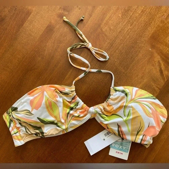 Roxy Printed Beach Classics Triangle Tropical Swim Surf Bikini Top Adjust XL NEW - Picture 4 of 5